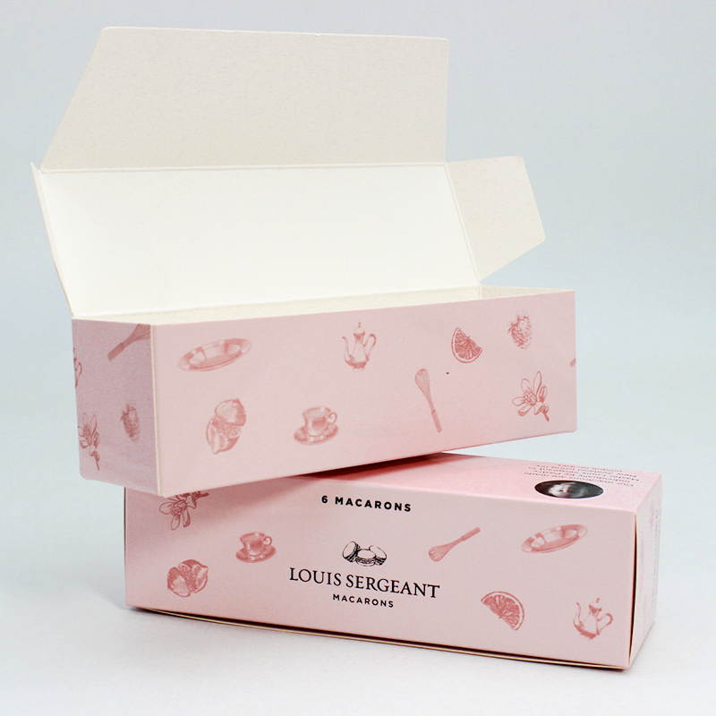 Degradable Pink Macaron Bread Cookie Folding Packing Cardboard Boxes 04