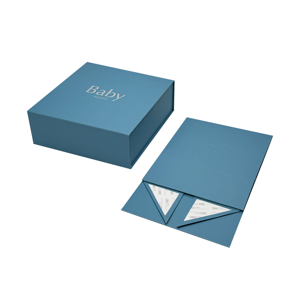 Recyclable Custom Baby Clothing Blue Folding Packaging Boxes 03