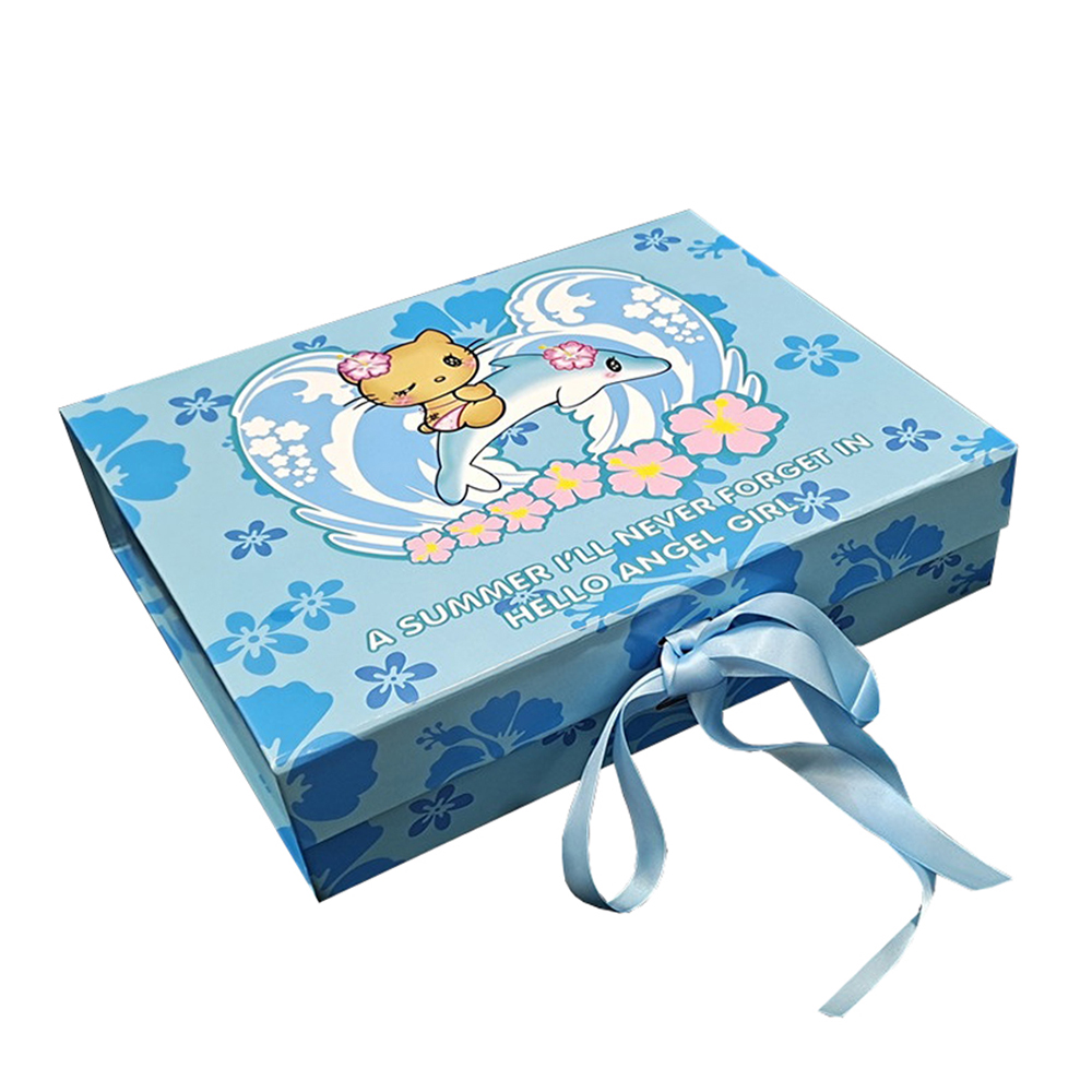 Caja de regalo de papel plegable para traje de baño con diseño personalizado y cinta 02